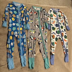 Little Sleepies Blue, Gray, and White Animal Print Footies